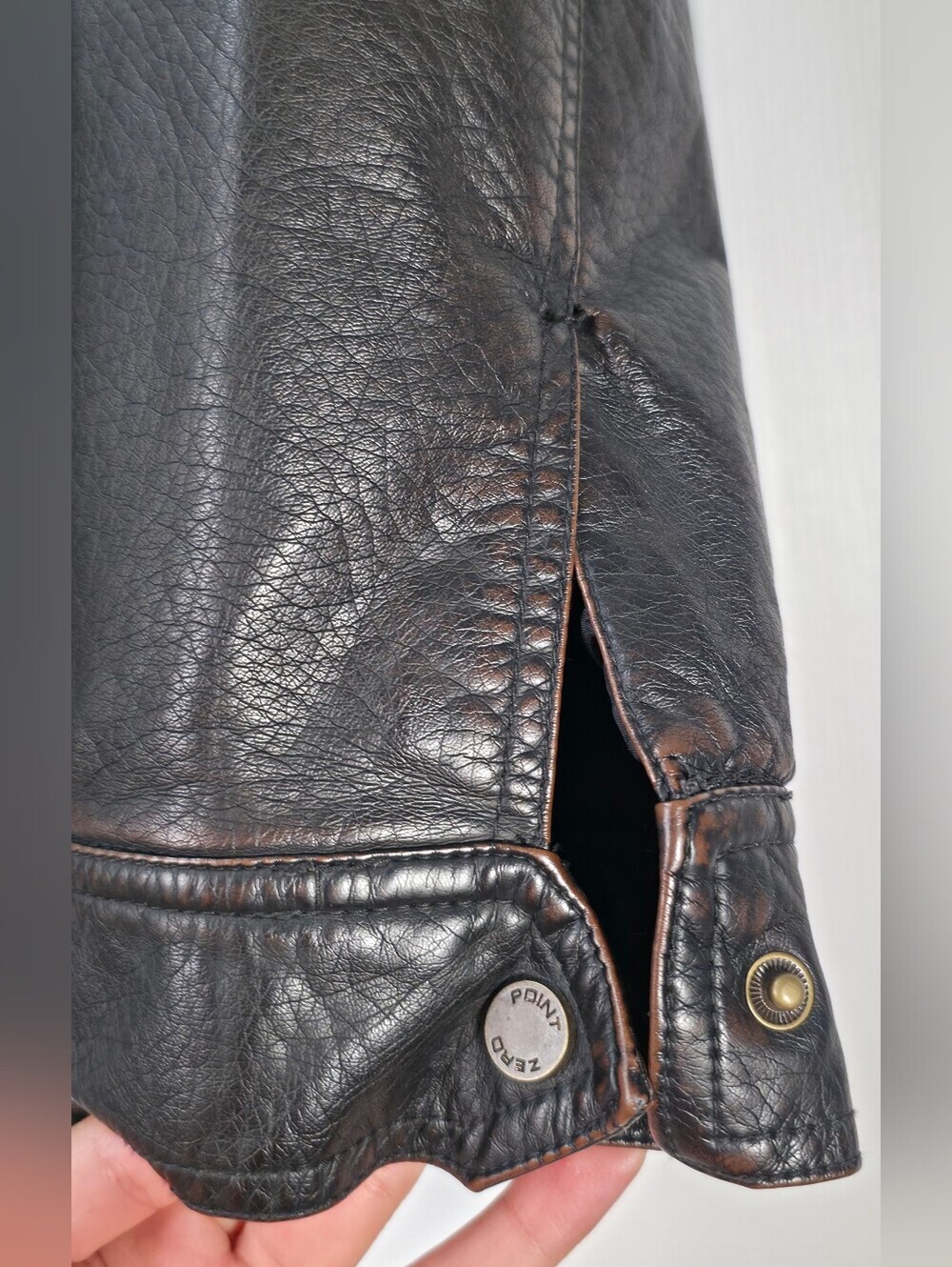 Vintage Faux Leather Moto Biker Jacket Fur Collar Black Size S Small - Picture 6 of 16